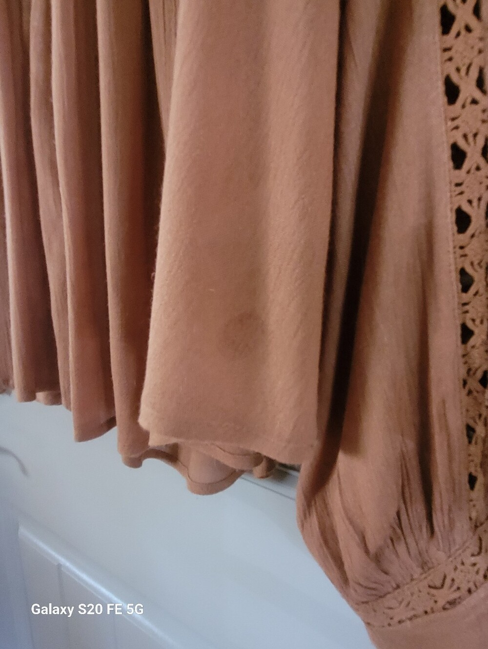 Boho Lace-Trim Peasant Blouse - Rust - Picture 5 of 6